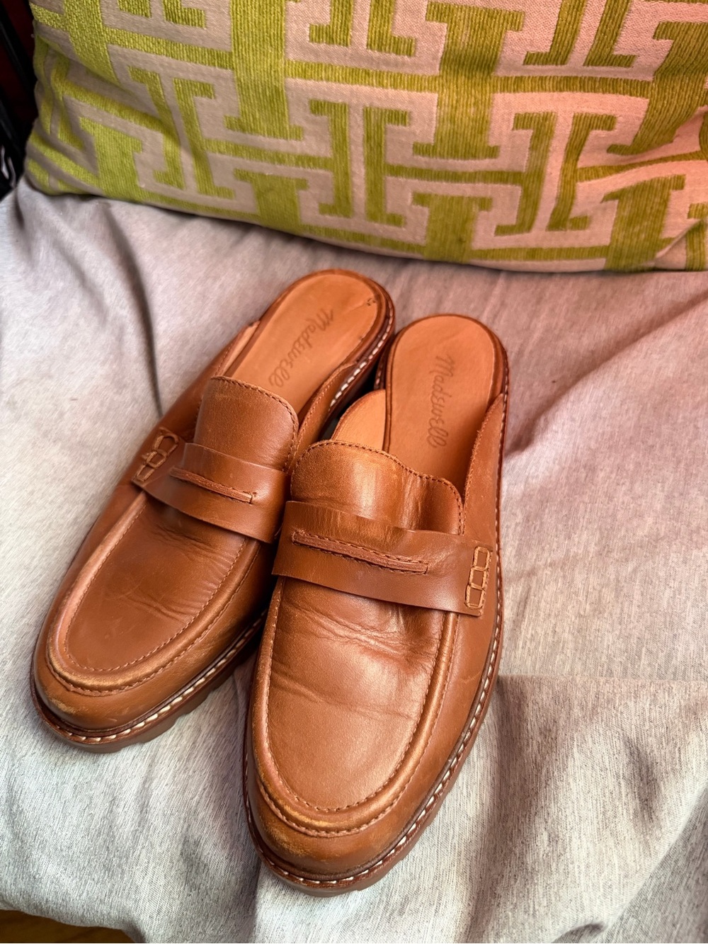 Madewell Women's Tan Leather Slip-On Penny Loafers